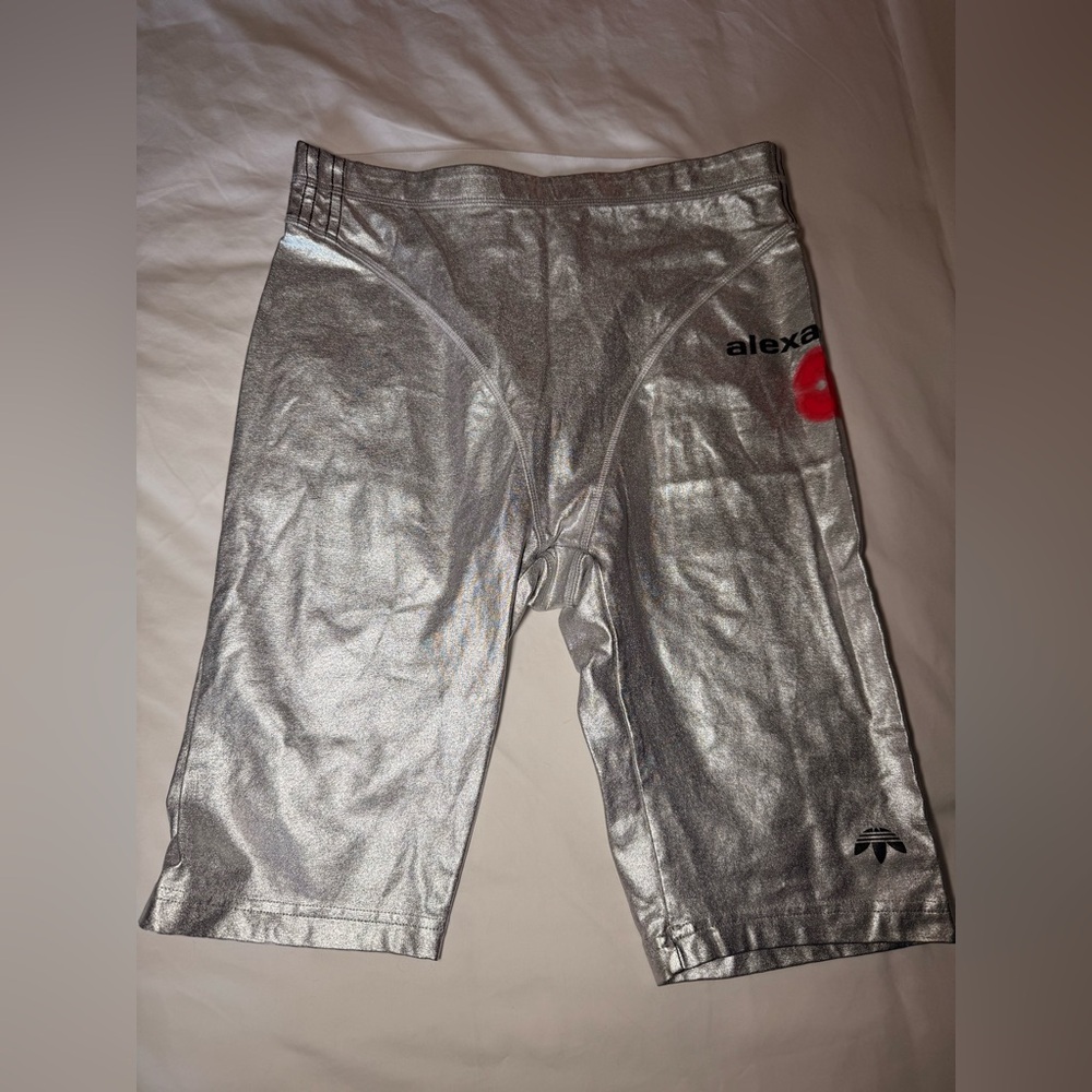 Alexander Wang Adidas Collab Metallic Silver Bike Shorts Size Medium - NWT - Picture 8 of 10